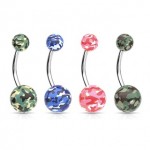 Camouflage Print Ball Navel Bar Belly Ring